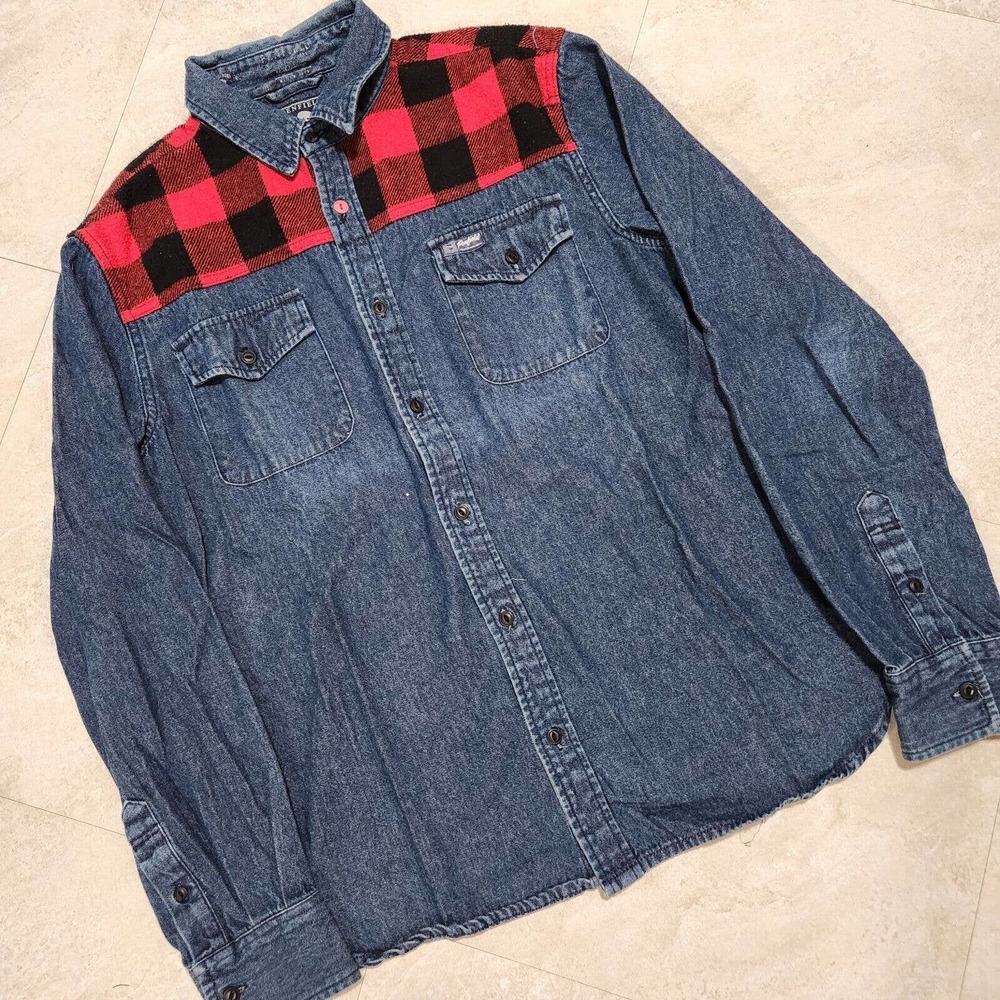 Penfield‎ Trailwear Mens S Small Button Down Denim Flannel Buffalo Shirt Shacket